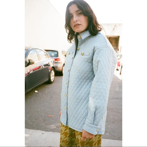 House of Sunny Mid Century Quilt Shirt Blue - Picture 4 of 11